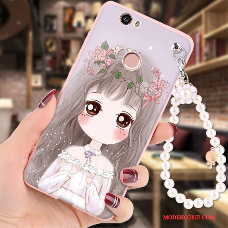 Hoesje Huawei Nova Zacht Hanger Roze, Hoes Huawei Nova Spotprent Telefoon Anti-fall