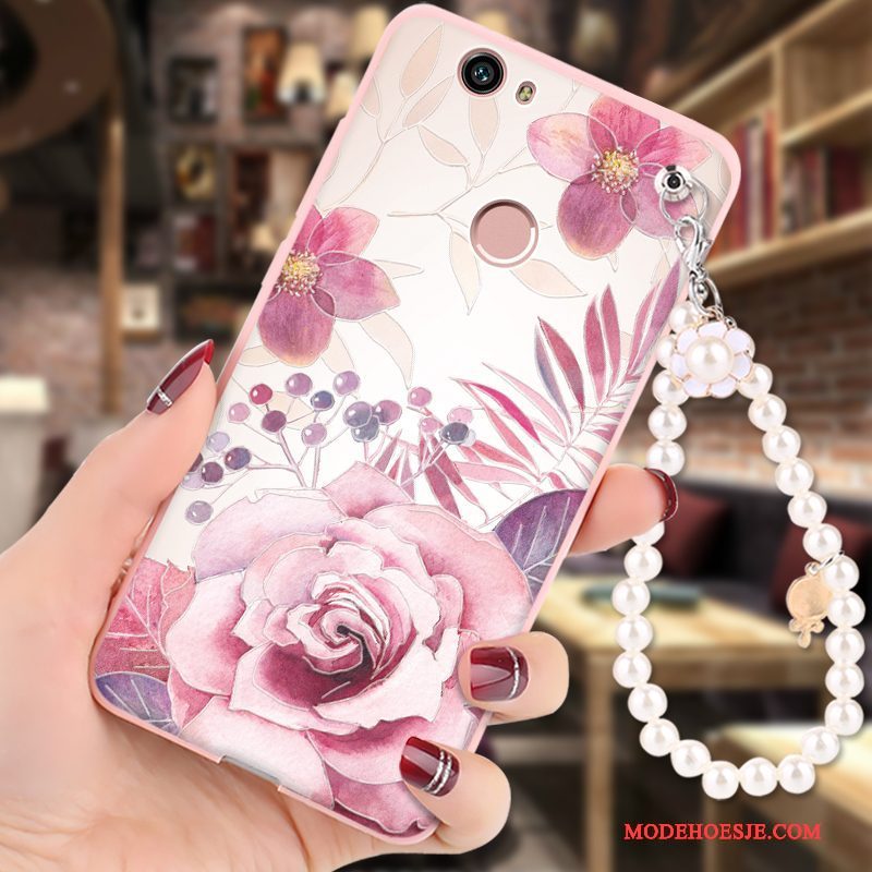 Hoesje Huawei Nova Zacht Hanger Roze, Hoes Huawei Nova Spotprent Telefoon Anti-fall