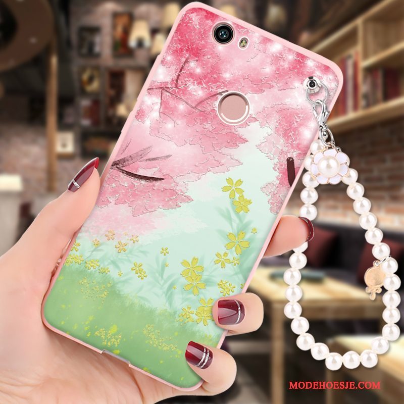 Hoesje Huawei Nova Zacht Hanger Roze, Hoes Huawei Nova Spotprent Telefoon Anti-fall