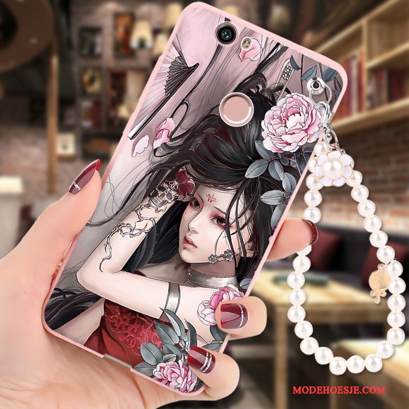 Hoesje Huawei Nova Zacht Hanger Roze, Hoes Huawei Nova Spotprent Telefoon Anti-fall