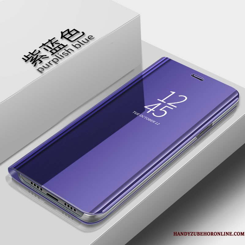Hoesje Huawei P Smart 2019 Bescherming Spiegel Zilver, Hoes Huawei P Smart 2019 Leer Telefoon Elegante