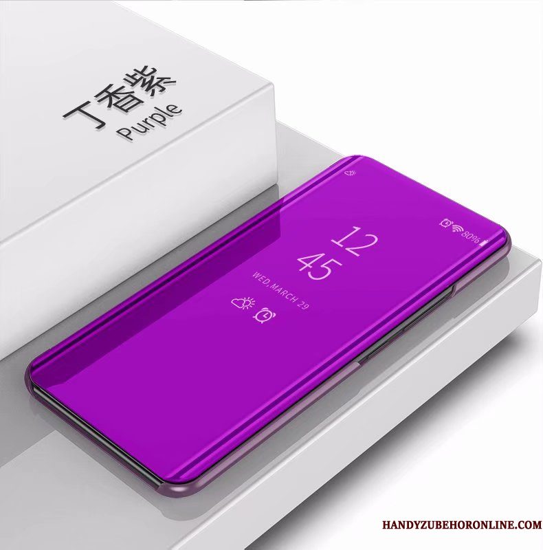 Hoesje Huawei P Smart 2019 Bescherming Spiegel Zilver, Hoes Huawei P Smart 2019 Leer Telefoon Elegante