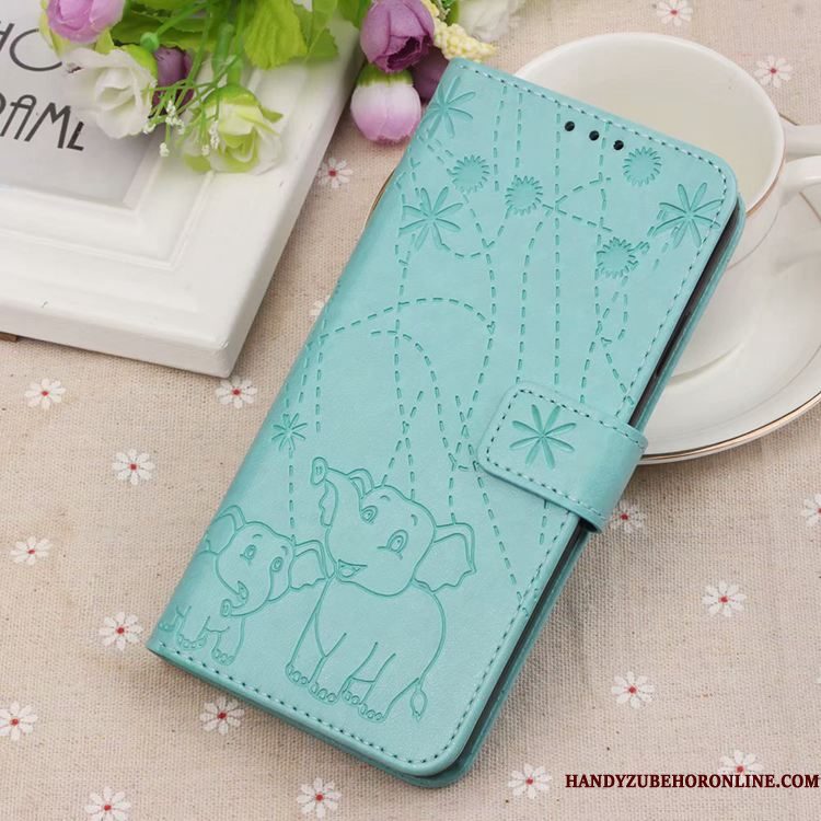 Hoesje Huawei P Smart+ 2019 Leer Groentelefoon, Hoes Huawei P Smart+ 2019 Folio