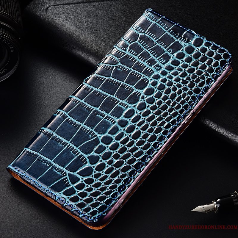 Hoesje Huawei P Smart 2019 Leer Telefoon Krokodil, Hoes Huawei P Smart 2019 Zakken Zwart Patroon