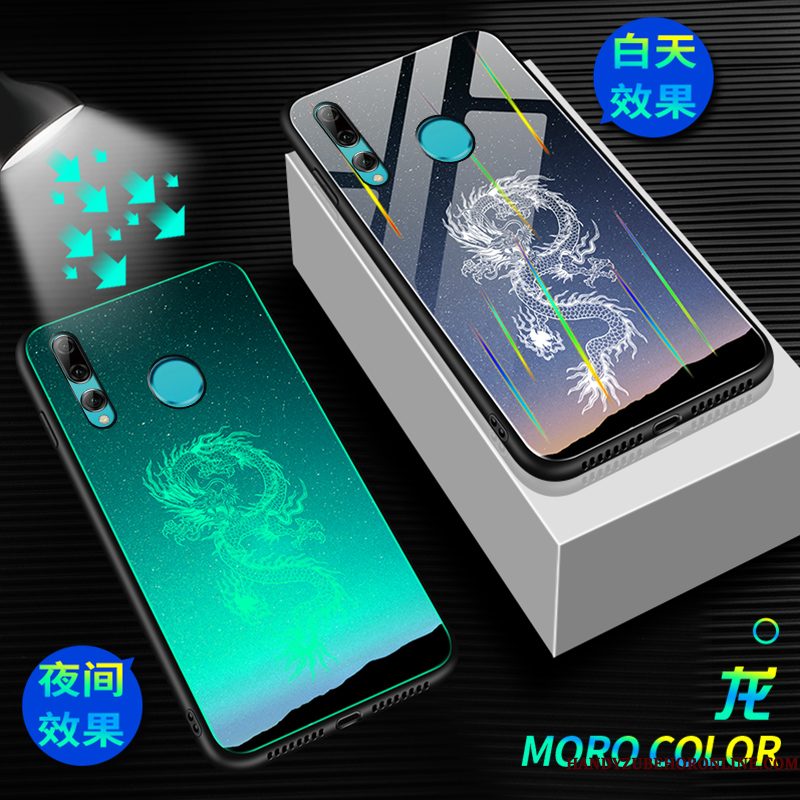 Hoesje Huawei P Smart+ 2019 Scheppend Gehard Glas Trend, Hoes Huawei P Smart+ 2019 Dragon Patroontelefoon