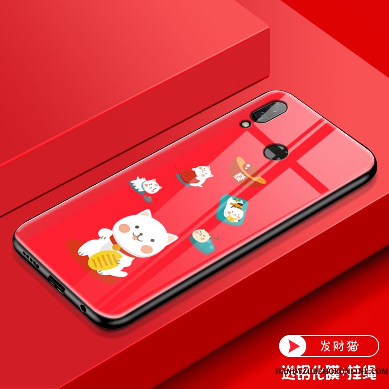 Hoesje Huawei P Smart 2019 Siliconen Net Red Nieuw, Hoes Huawei P Smart 2019 Spotprent Glastelefoon