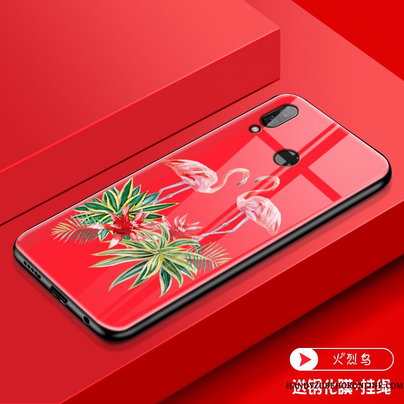 Hoesje Huawei P Smart 2019 Siliconen Net Red Nieuw, Hoes Huawei P Smart 2019 Spotprent Glastelefoon