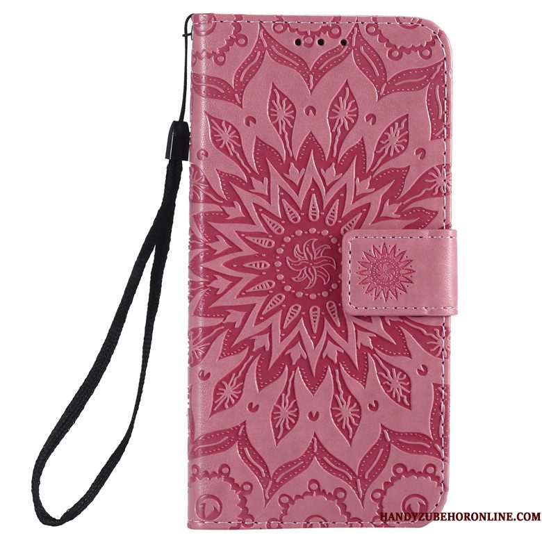 Hoesje Huawei P Smart+ 2019 Zacht Bloementelefoon, Hoes Huawei P Smart+ 2019 Folio Rood Zon