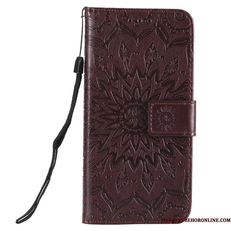 Hoesje Huawei P Smart+ 2019 Zacht Bloementelefoon, Hoes Huawei P Smart+ 2019 Folio Rood Zon