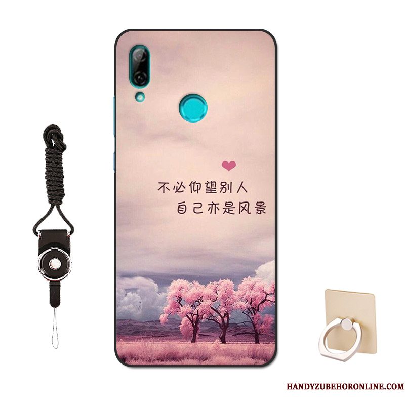 Hoesje Huawei P Smart 2019 Zacht Tempereren Skärmskydd, Hoes Huawei P Smart 2019 Bescherming Patroon Zwart