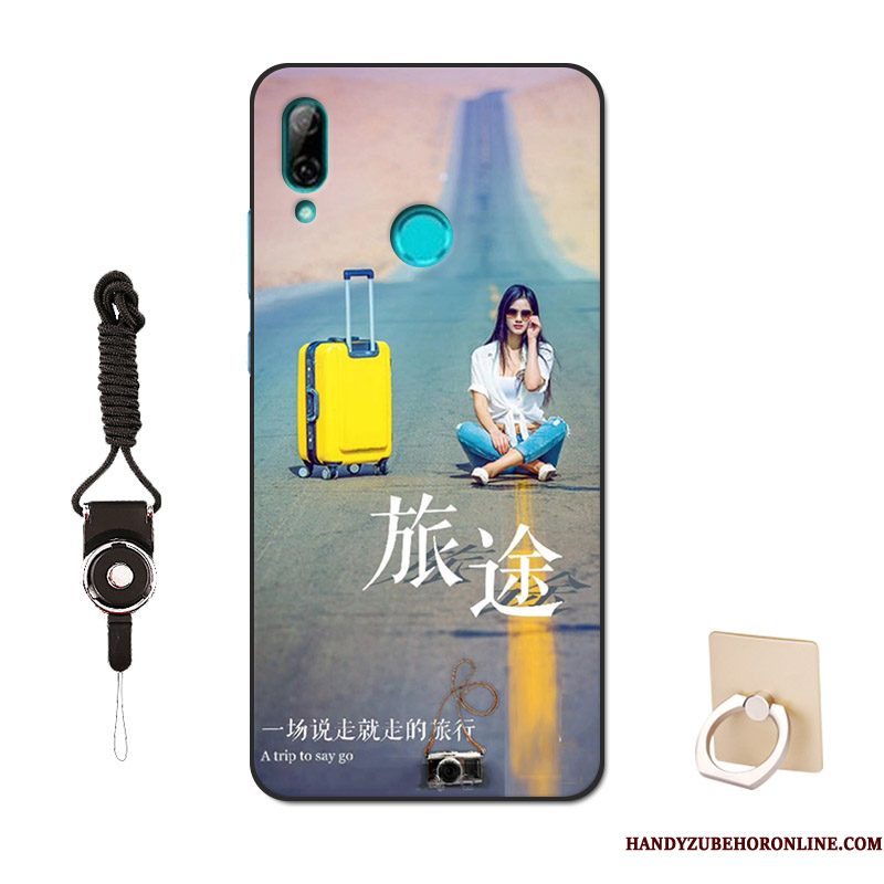 Hoesje Huawei P Smart 2019 Zacht Tempereren Skärmskydd, Hoes Huawei P Smart 2019 Bescherming Patroon Zwart