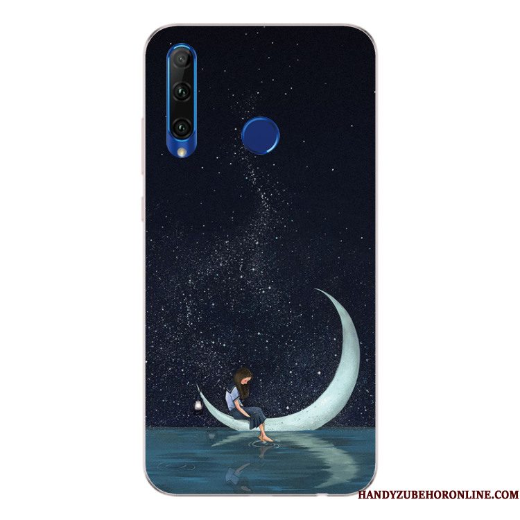 Hoesje Huawei P Smart+ 2019 Zacht Wind Anti-fall, Hoes Huawei P Smart+ 2019 Zakken Donkerblauwtelefoon