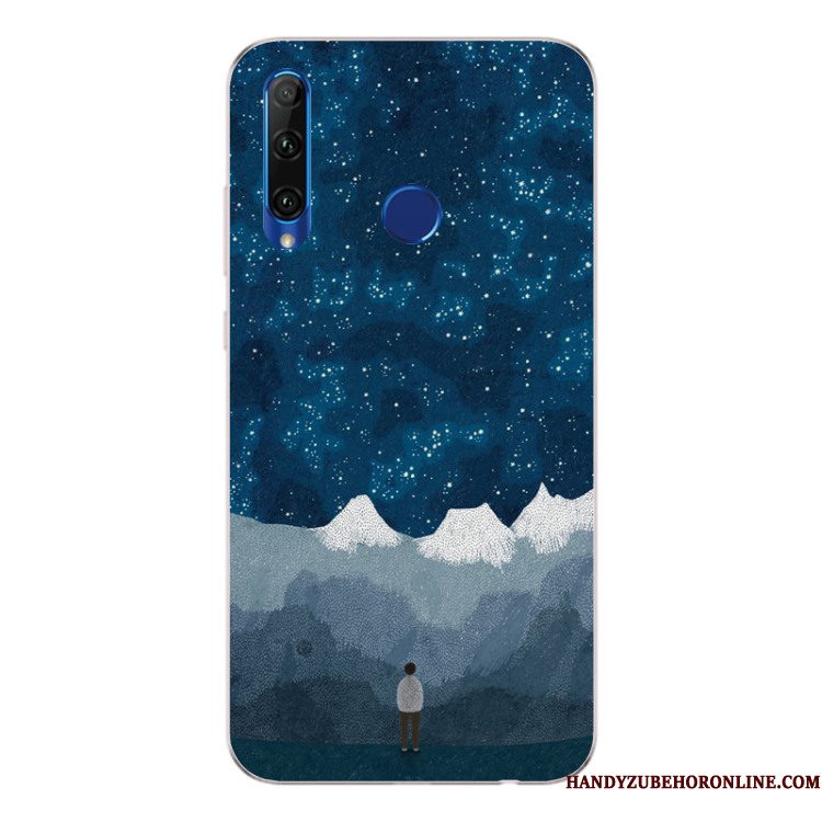 Hoesje Huawei P Smart+ 2019 Zacht Wind Anti-fall, Hoes Huawei P Smart+ 2019 Zakken Donkerblauwtelefoon