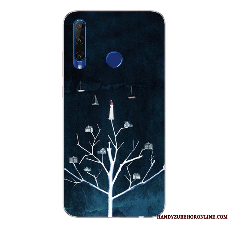 Hoesje Huawei P Smart+ 2019 Zacht Wind Anti-fall, Hoes Huawei P Smart+ 2019 Zakken Donkerblauwtelefoon