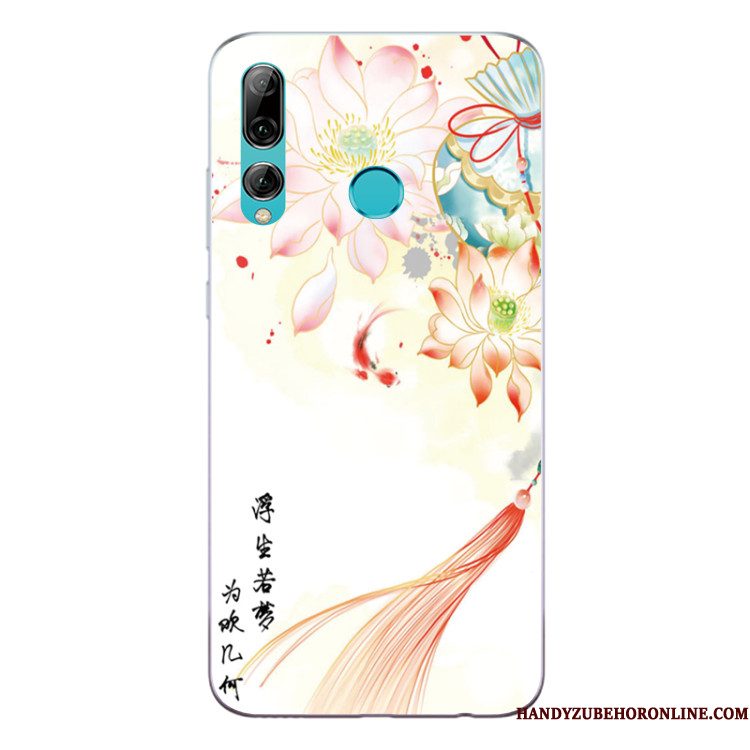 Hoesje Huawei P Smart+ 2019 Zakken Anti-fall Chinese Stijl, Hoes Huawei P Smart+ 2019 Siliconen Bloementelefoon