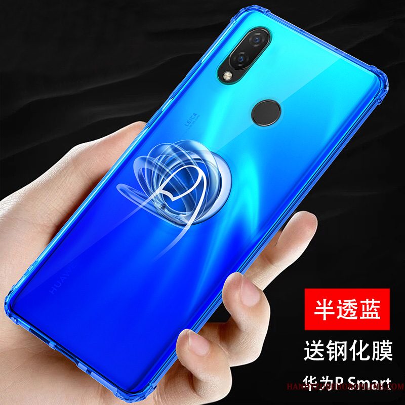 Hoesje Huawei P Smart+ 2019 Zakken Ring Magnetisch, Hoes Huawei P Smart+ 2019 Siliconen Trend Doorzichtig