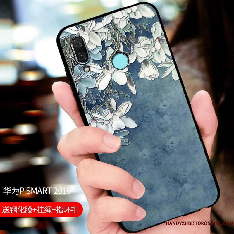 Hoesje Huawei P Smart 2019 Zakken Schrobbentelefoon, Hoes Huawei P Smart 2019 Bescherming Pas Blauw