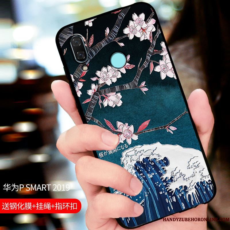 Hoesje Huawei P Smart 2019 Zakken Schrobbentelefoon, Hoes Huawei P Smart 2019 Bescherming Pas Blauw