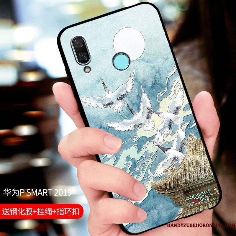 Hoesje Huawei P Smart 2019 Zakken Schrobbentelefoon, Hoes Huawei P Smart 2019 Bescherming Pas Blauw