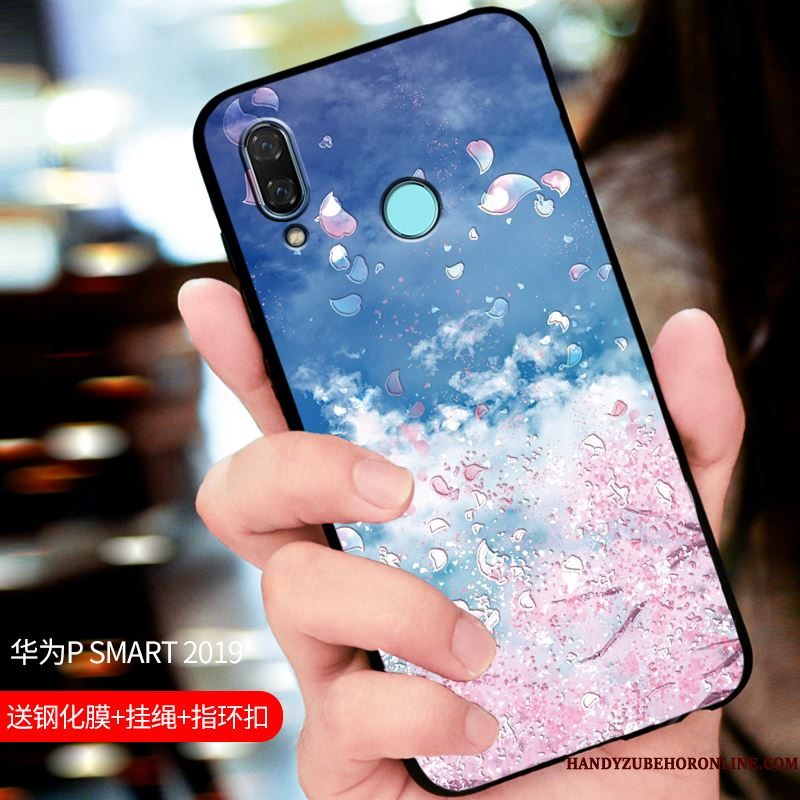 Hoesje Huawei P Smart 2019 Zakken Schrobbentelefoon, Hoes Huawei P Smart 2019 Bescherming Pas Blauw