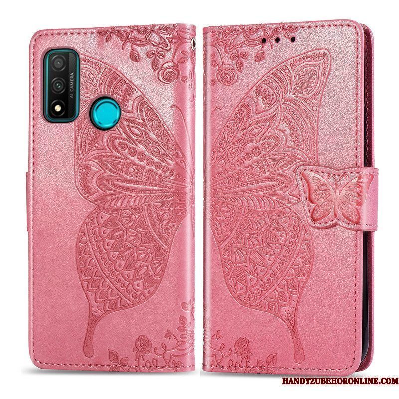 Hoesje Huawei P Smart 2020 Folio Hanger Mooie, Hoes Huawei P Smart 2020 Bescherming Bloemen Vlinder