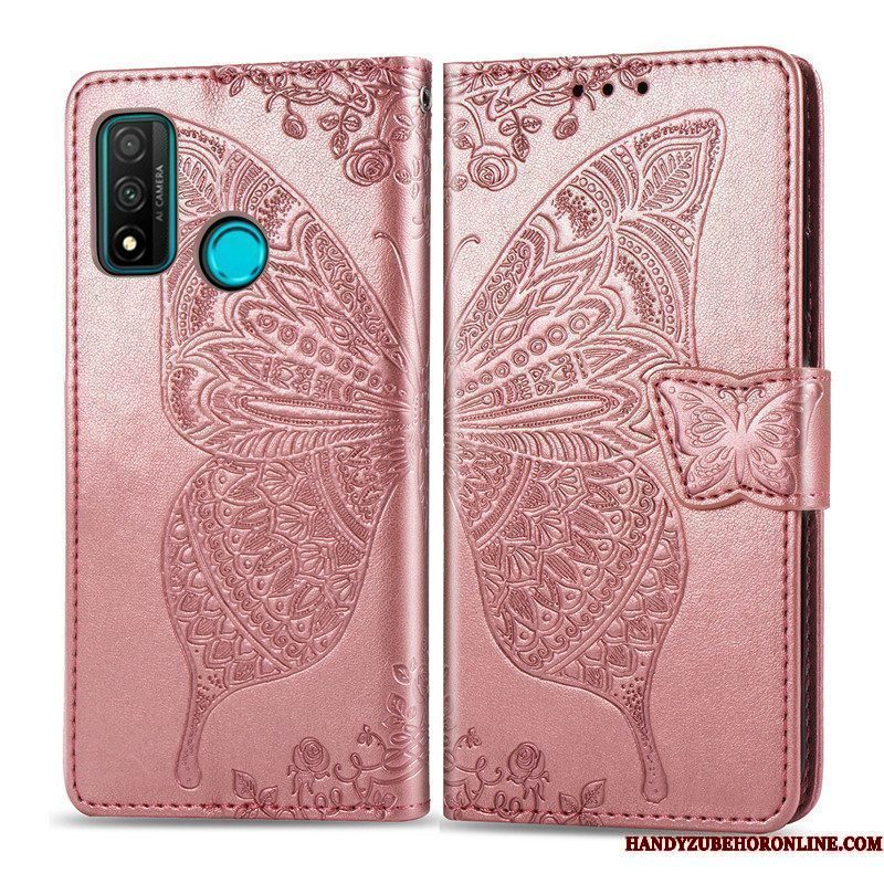 Hoesje Huawei P Smart 2020 Folio Hanger Mooie, Hoes Huawei P Smart 2020 Bescherming Bloemen Vlinder