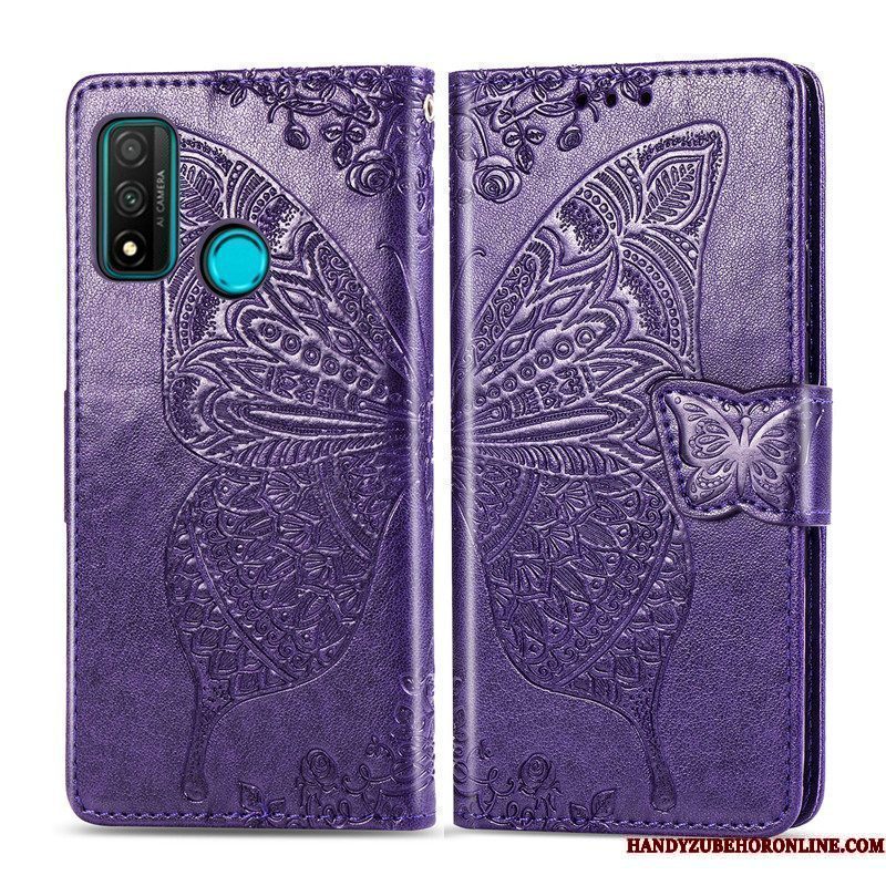 Hoesje Huawei P Smart 2020 Folio Hanger Mooie, Hoes Huawei P Smart 2020 Bescherming Bloemen Vlinder