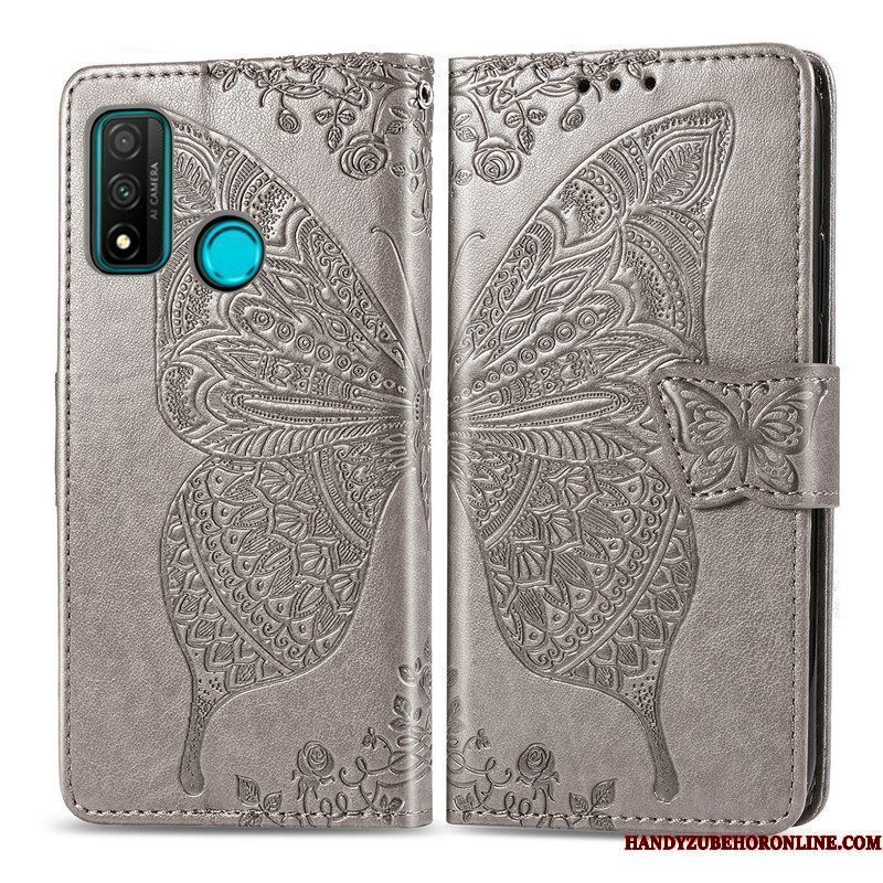 Hoesje Huawei P Smart 2020 Folio Hanger Mooie, Hoes Huawei P Smart 2020 Bescherming Bloemen Vlinder