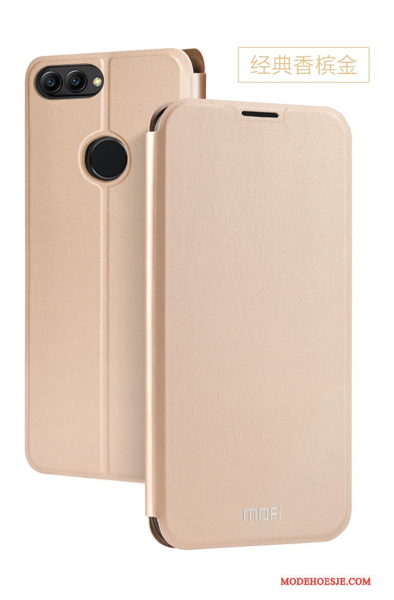 Hoesje Huawei P Smart Bescherming Telefoon Goud, Hoes Huawei P Smart Leer