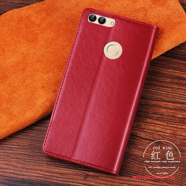 Hoesje Huawei P Smart Leer Oranje Anti-fall, Hoes Huawei P Smart Folio Telefoon