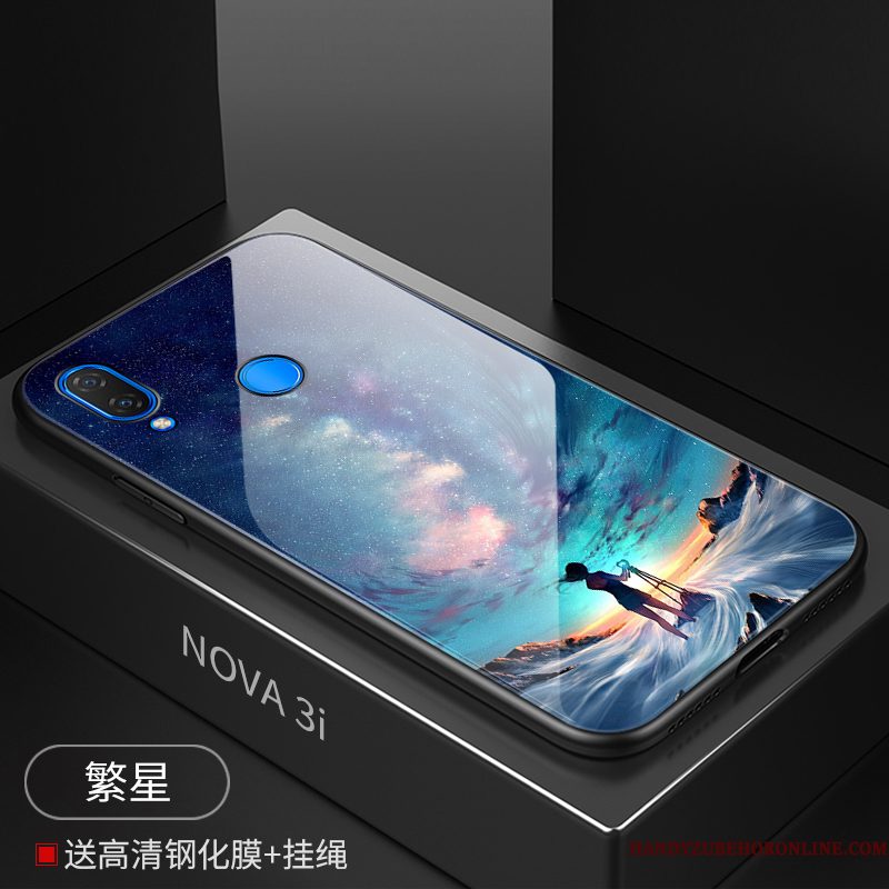 Hoesje Huawei P Smart+ Mode Glas Roze, Hoes Huawei P Smart+ Siliconen Net Red Persoonlijk