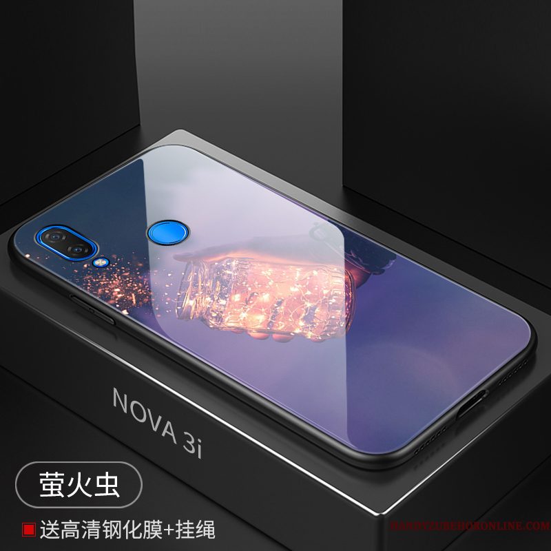 Hoesje Huawei P Smart+ Mode Glas Roze, Hoes Huawei P Smart+ Siliconen Net Red Persoonlijk