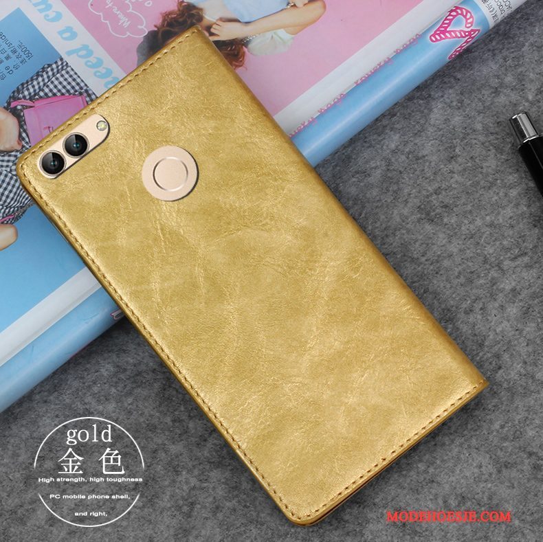 Hoesje Huawei P Smart Siliconen Anti-falltelefoon, Hoes Huawei P Smart Folio Bedrijf Goud