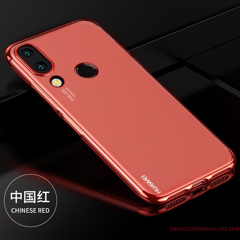 Hoesje Huawei P Smart+ Siliconen Dun Anti-fall, Hoes Huawei P Smart+ Zacht Rood Trendy Merk