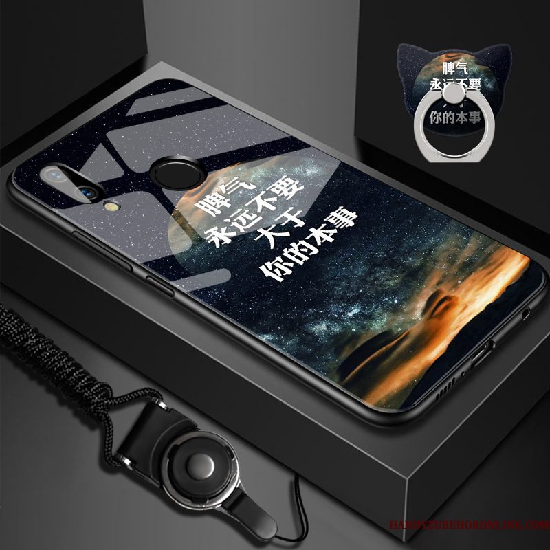 Hoesje Huawei P Smart+ Siliconen Hard Spiegel, Hoes Huawei P Smart+ Bescherming Chinese Stijl Glas