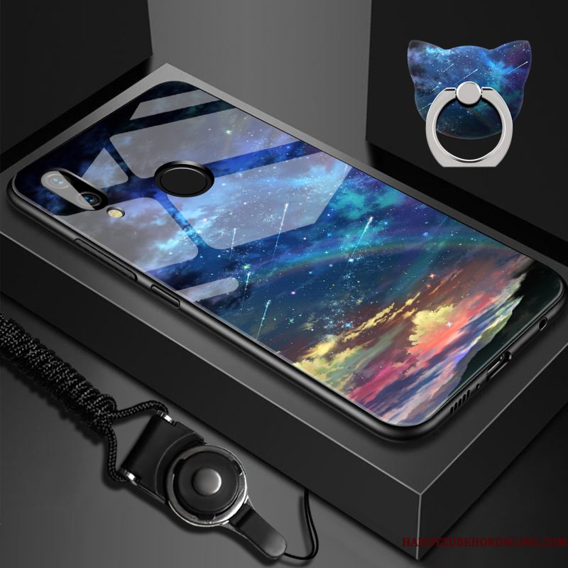 Hoesje Huawei P Smart+ Siliconen Hard Spiegel, Hoes Huawei P Smart+ Bescherming Chinese Stijl Glas