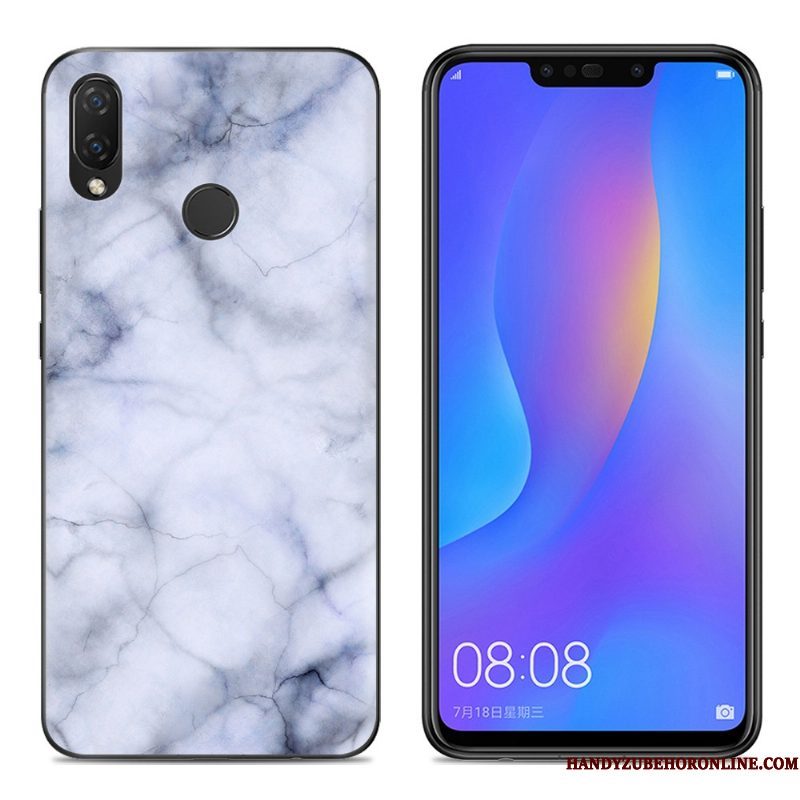 Hoesje Huawei P Smart+ Siliconen Telefoon Doorzichtig, Hoes Huawei P Smart+ Spotprent Anti-fall Roze