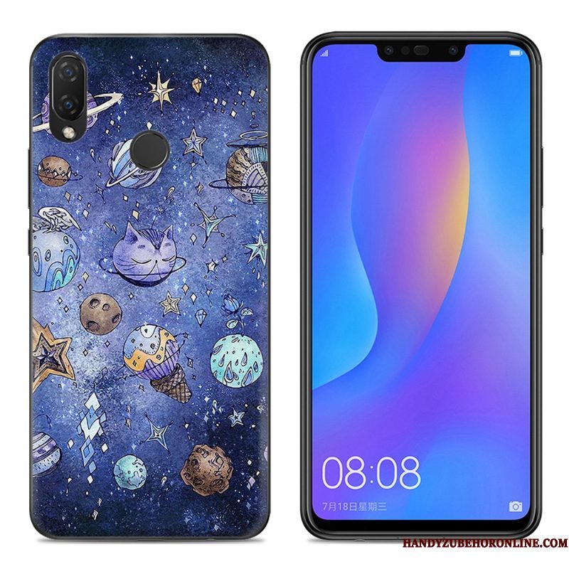 Hoesje Huawei P Smart+ Siliconen Telefoon Doorzichtig, Hoes Huawei P Smart+ Spotprent Anti-fall Roze