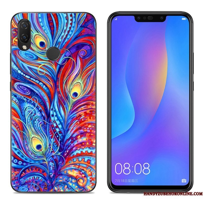 Hoesje Huawei P Smart+ Siliconen Telefoon Doorzichtig, Hoes Huawei P Smart+ Spotprent Anti-fall Roze