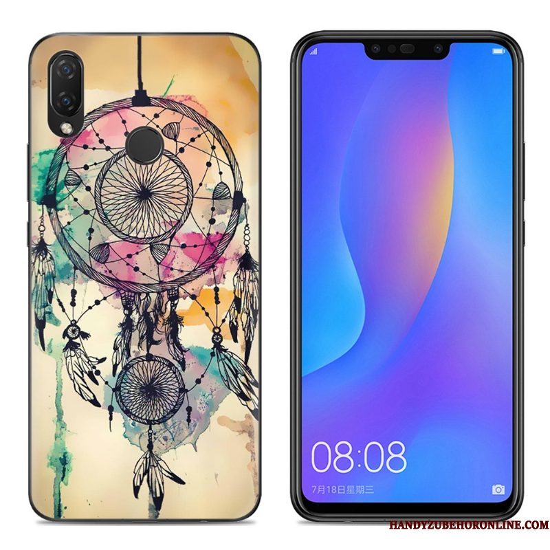 Hoesje Huawei P Smart+ Siliconen Telefoon Doorzichtig, Hoes Huawei P Smart+ Spotprent Anti-fall Roze