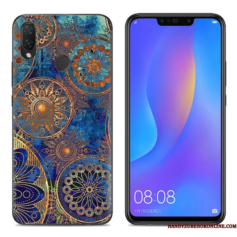 Hoesje Huawei P Smart+ Siliconen Telefoon Doorzichtig, Hoes Huawei P Smart+ Spotprent Anti-fall Roze