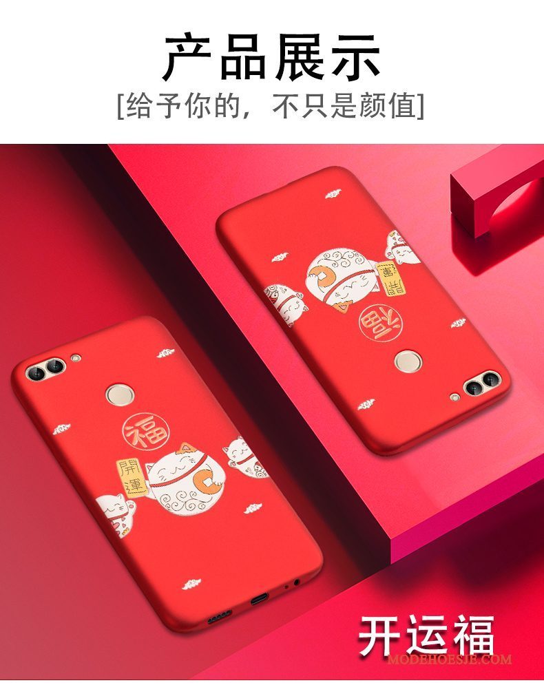 Hoesje Huawei P Smart Spotprent Anti-falltelefoon, Hoes Huawei P Smart Siliconen Rood Nieuw