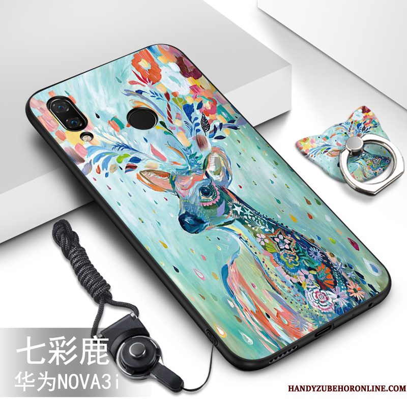 Hoesje Huawei P Smart+ Spotprent Telefoon Hanger, Hoes Huawei P Smart+ Mode Persoonlijk Grijs