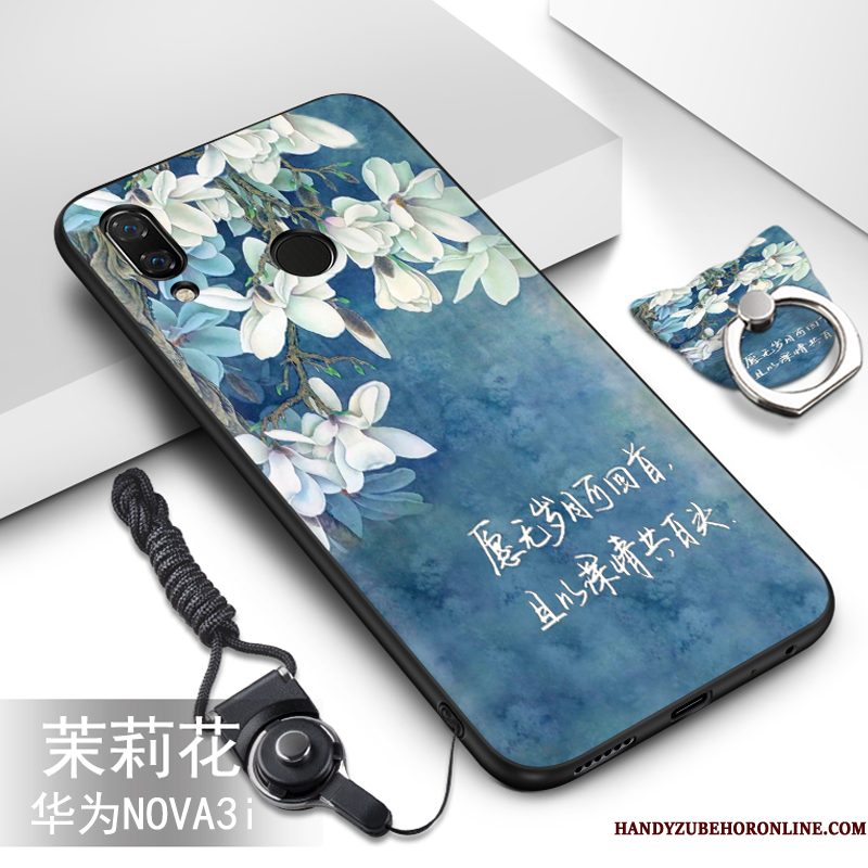 Hoesje Huawei P Smart+ Spotprent Telefoon Hanger, Hoes Huawei P Smart+ Mode Persoonlijk Grijs