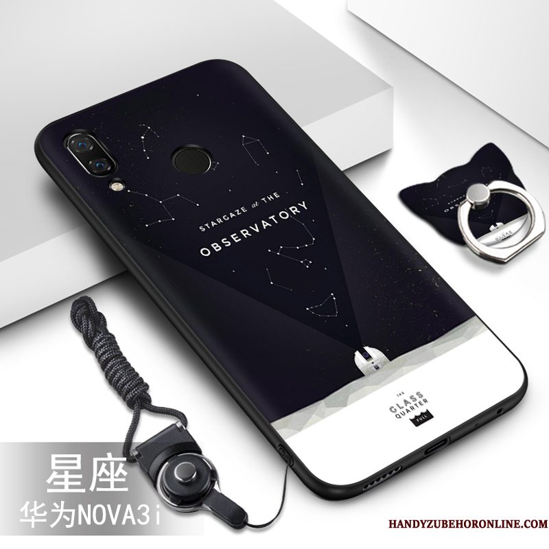 Hoesje Huawei P Smart+ Spotprent Telefoon Hanger, Hoes Huawei P Smart+ Mode Persoonlijk Grijs