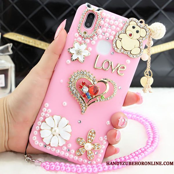 Hoesje Huawei P Smart+ Strass Hanger Anti-fall, Hoes Huawei P Smart+ Bescherming Roze