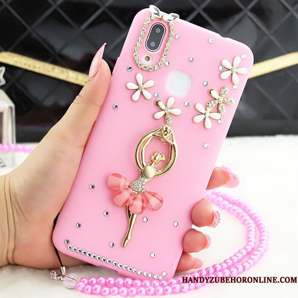 Hoesje Huawei P Smart+ Strass Hanger Anti-fall, Hoes Huawei P Smart+ Bescherming Roze