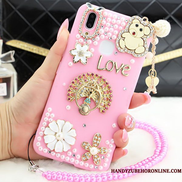 Hoesje Huawei P Smart+ Strass Hanger Anti-fall, Hoes Huawei P Smart+ Bescherming Roze