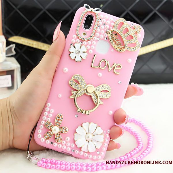 Hoesje Huawei P Smart+ Strass Hanger Anti-fall, Hoes Huawei P Smart+ Bescherming Roze