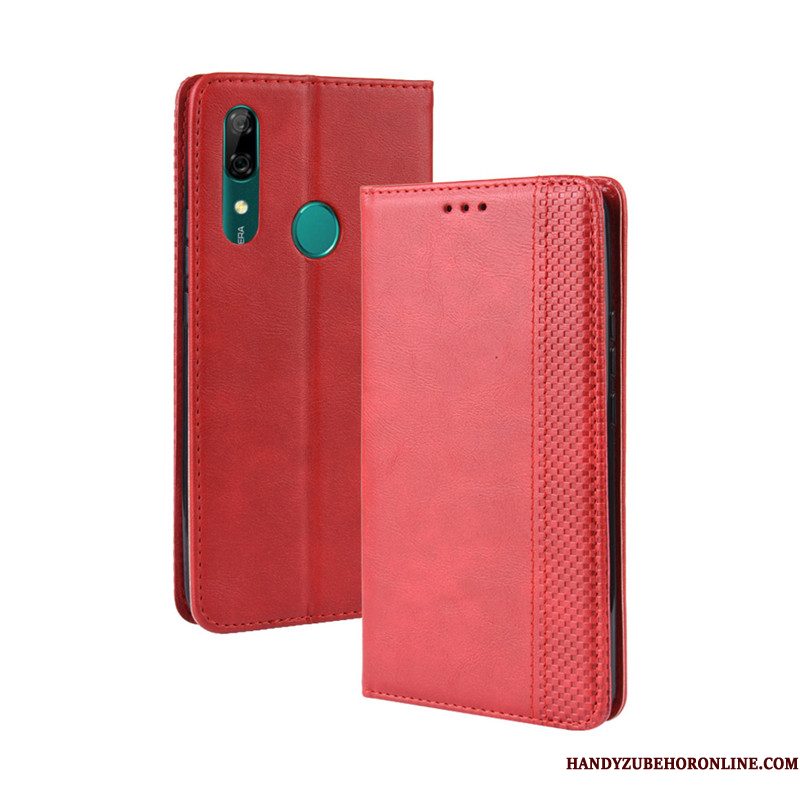 Hoesje Huawei P Smart Z Leer Rood Magnetisch, Hoes Huawei P Smart Z Vintage